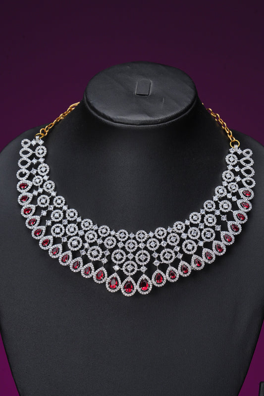 NJN273 - Ruby Doublet Zircon Necklace