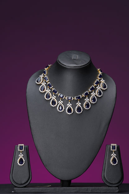 NJNS105 - Sapphire Diamante Necklace set