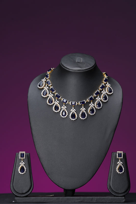 NJNS105 - Sapphire Diamante Necklace set