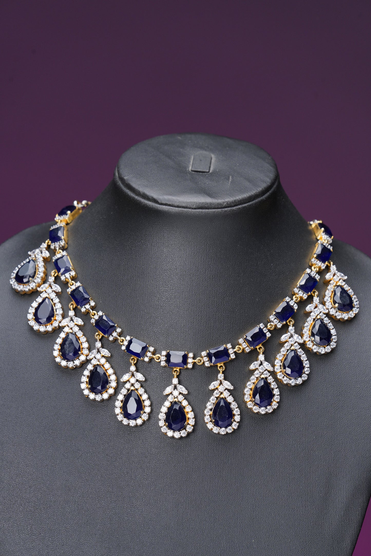 NJNS105 - Sapphire Diamante Necklace set