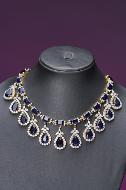 NJNS105 - Sapphire Diamante Necklace set