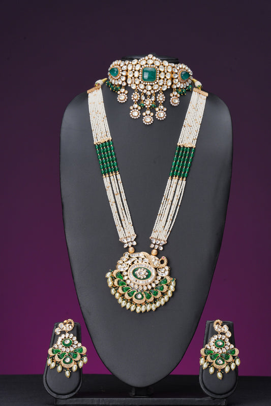 NJCM253 - Moissanite polki necklace set