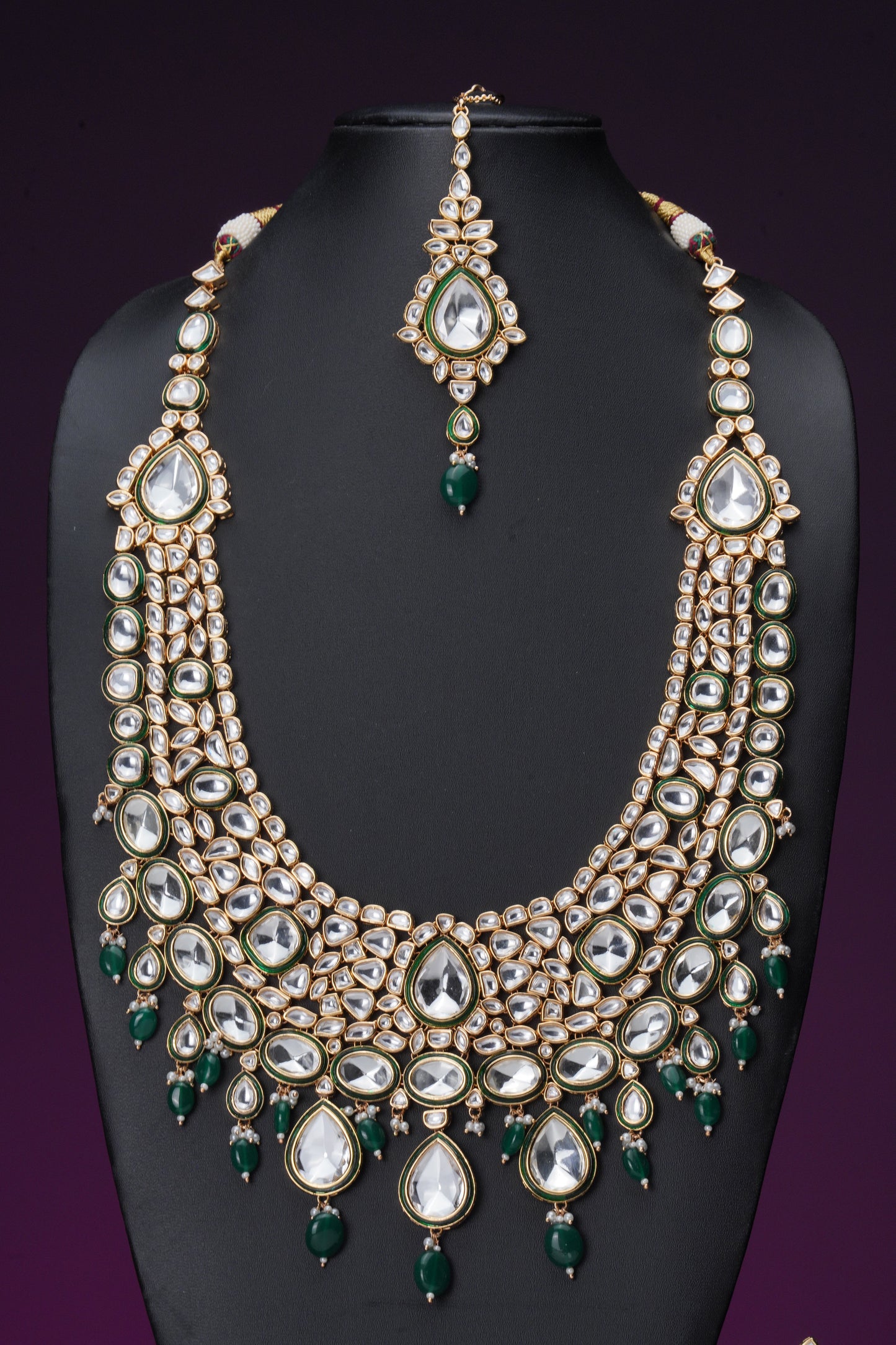 NJLS154 - Handcrafted Kundan Necklace set (Green)