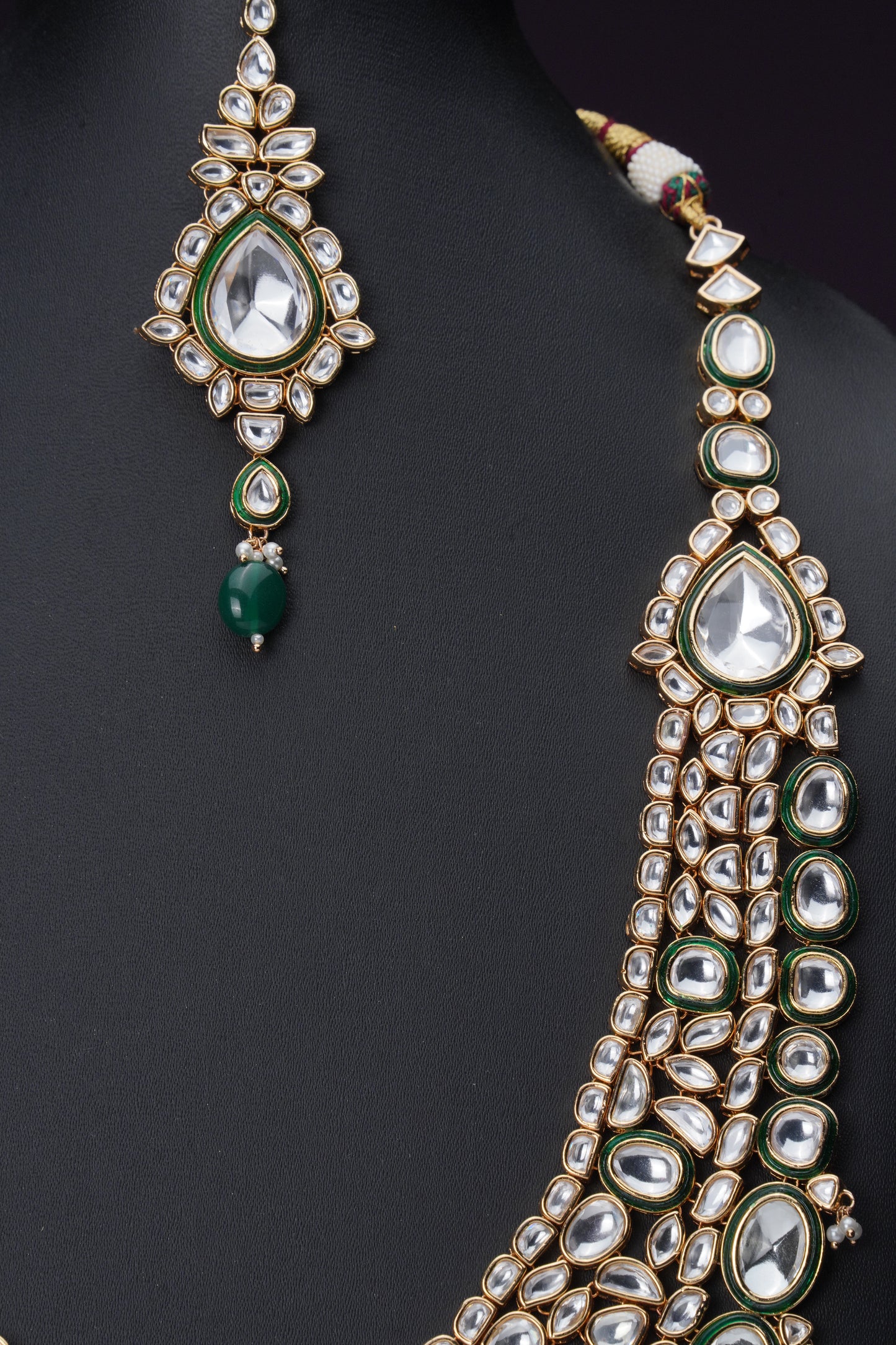 NJLS154 - Handcrafted Kundan Necklace set (Green)