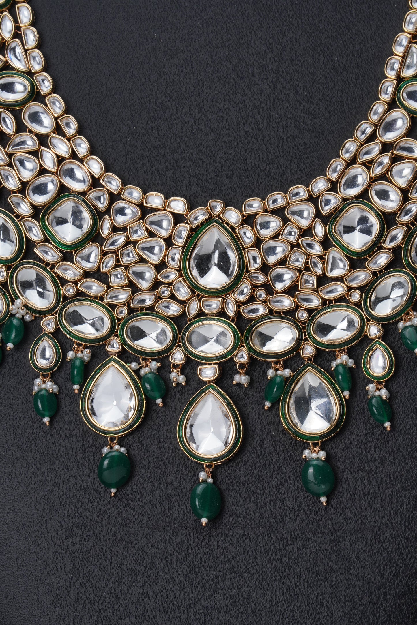 NJLS154 - Handcrafted Kundan Necklace set (Green)