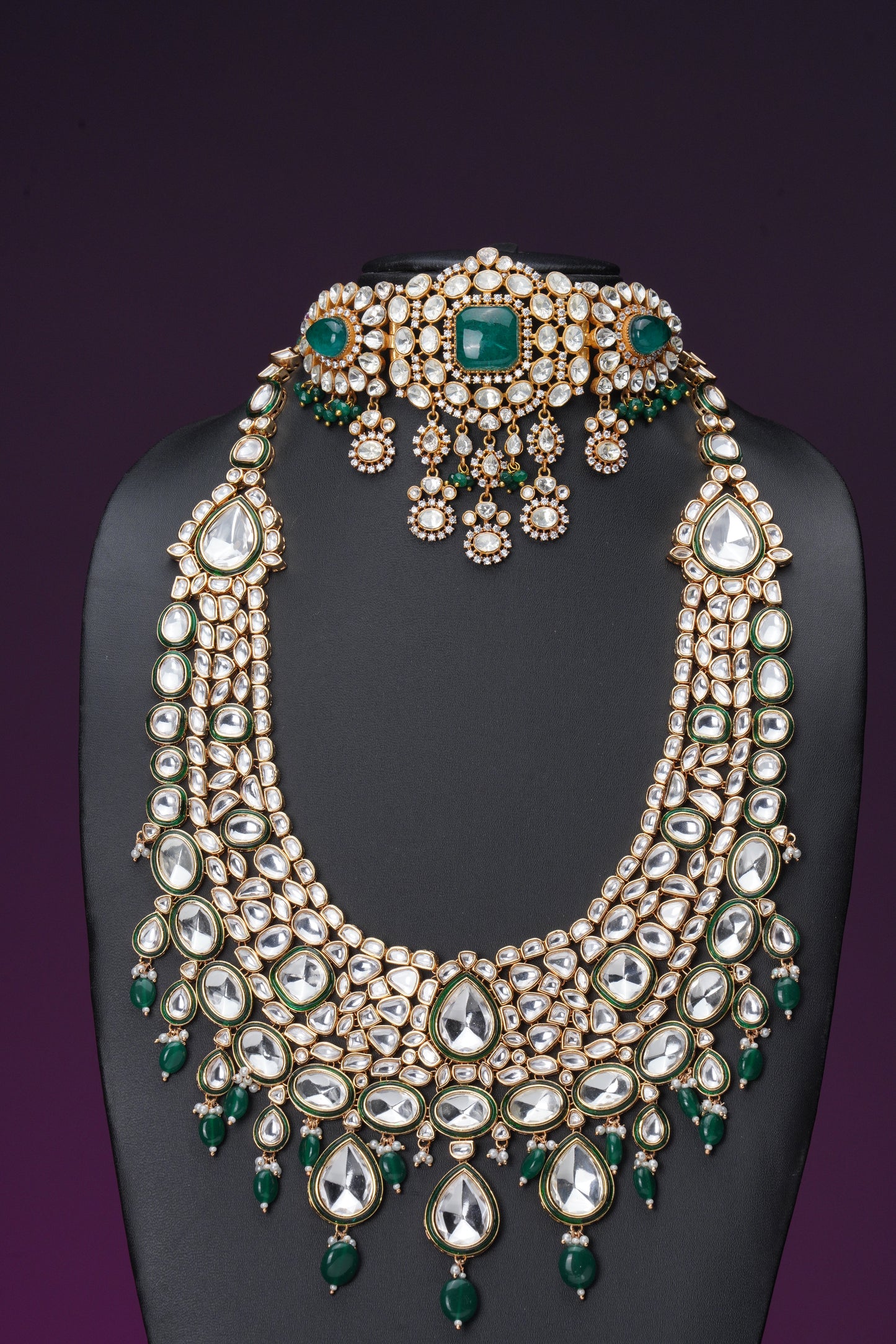 NJCM286 - Handmade Moissanite polki with Kundan Layered set