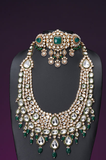NJCM286 - Handmade Moissanite polki with Kundan Layered set