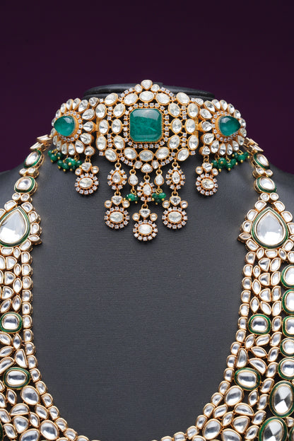 NJCM286 - Handmade Moissanite polki with Kundan Layered set