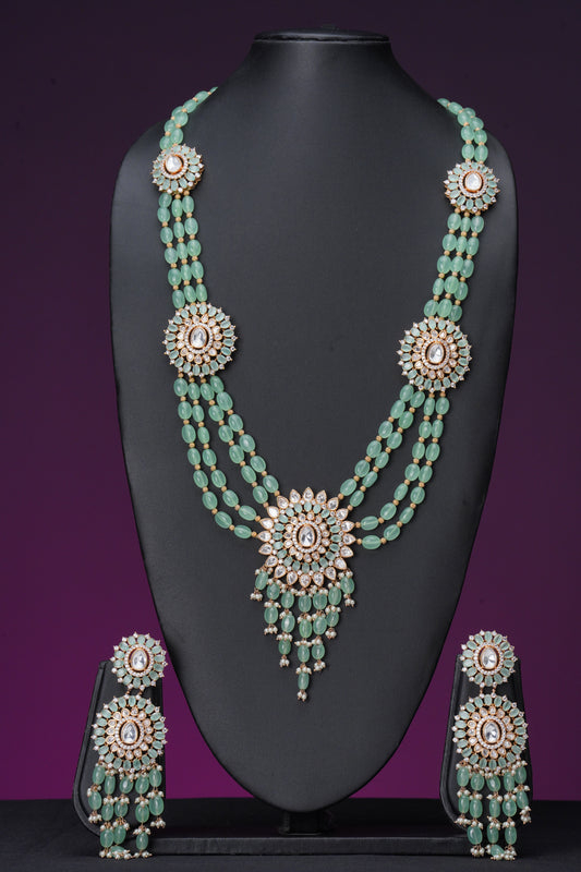 NJLS146 - Moissanite polki with pearl hara set