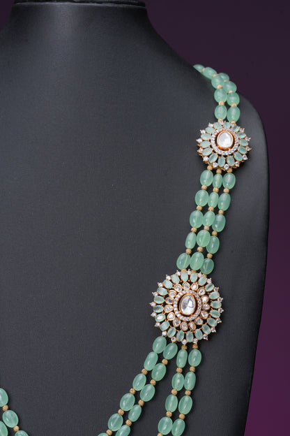 NJLS146 - Moissanite polki with pearl hara set