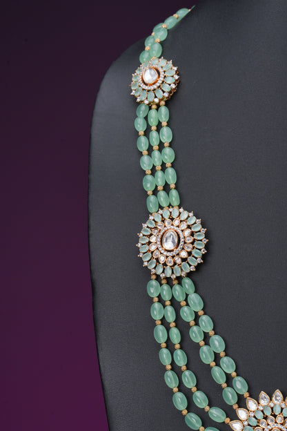 NJLS146 - Moissanite polki with pearl hara set