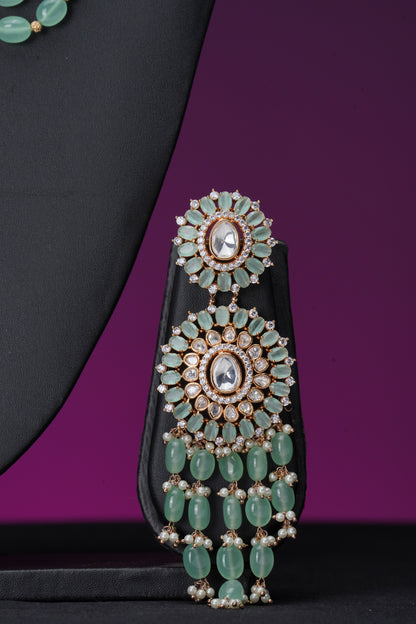 NJLS146 - Moissanite polki with pearl hara set