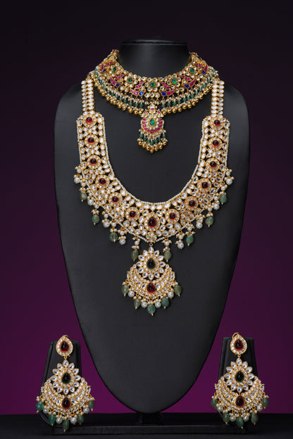 NJCM285 - Jadau Kundan with Fresh water pearl Layered set