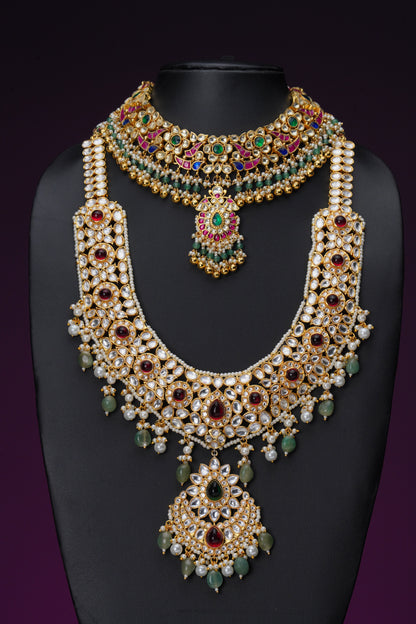NJCM285 - Jadau Kundan with Fresh water pearl Layered set