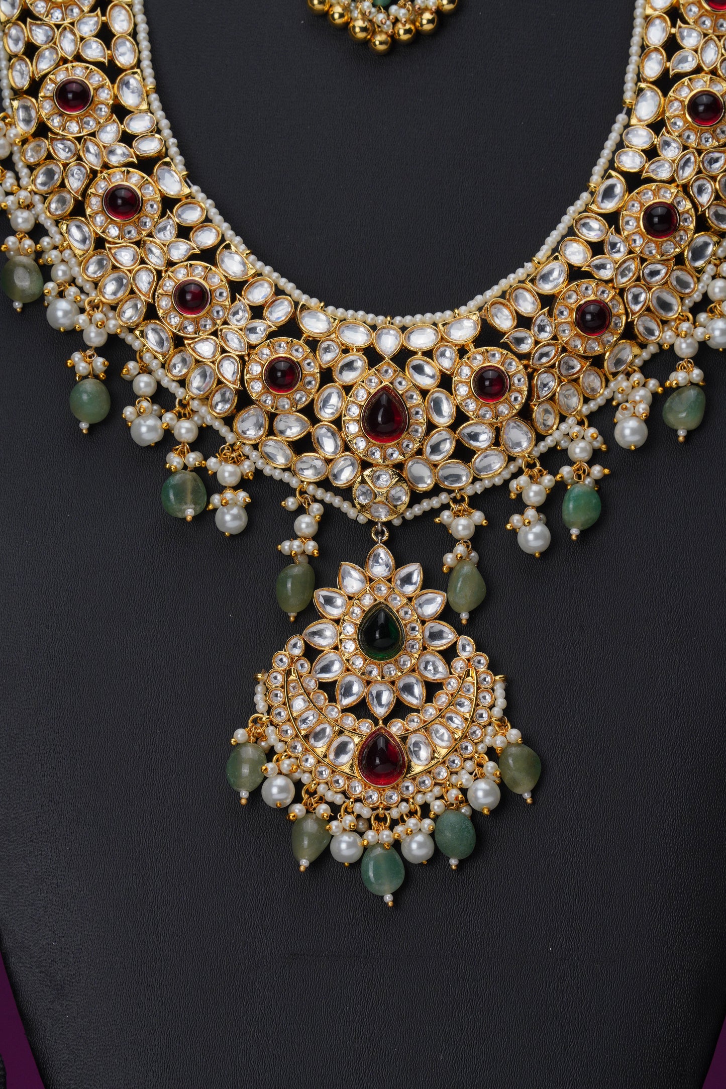 NJCM285 - Jadau Kundan with Fresh water pearl Layered set