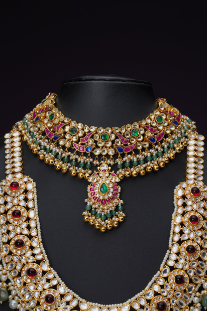 NJCM285 - Jadau Kundan with Fresh water pearl Layered set