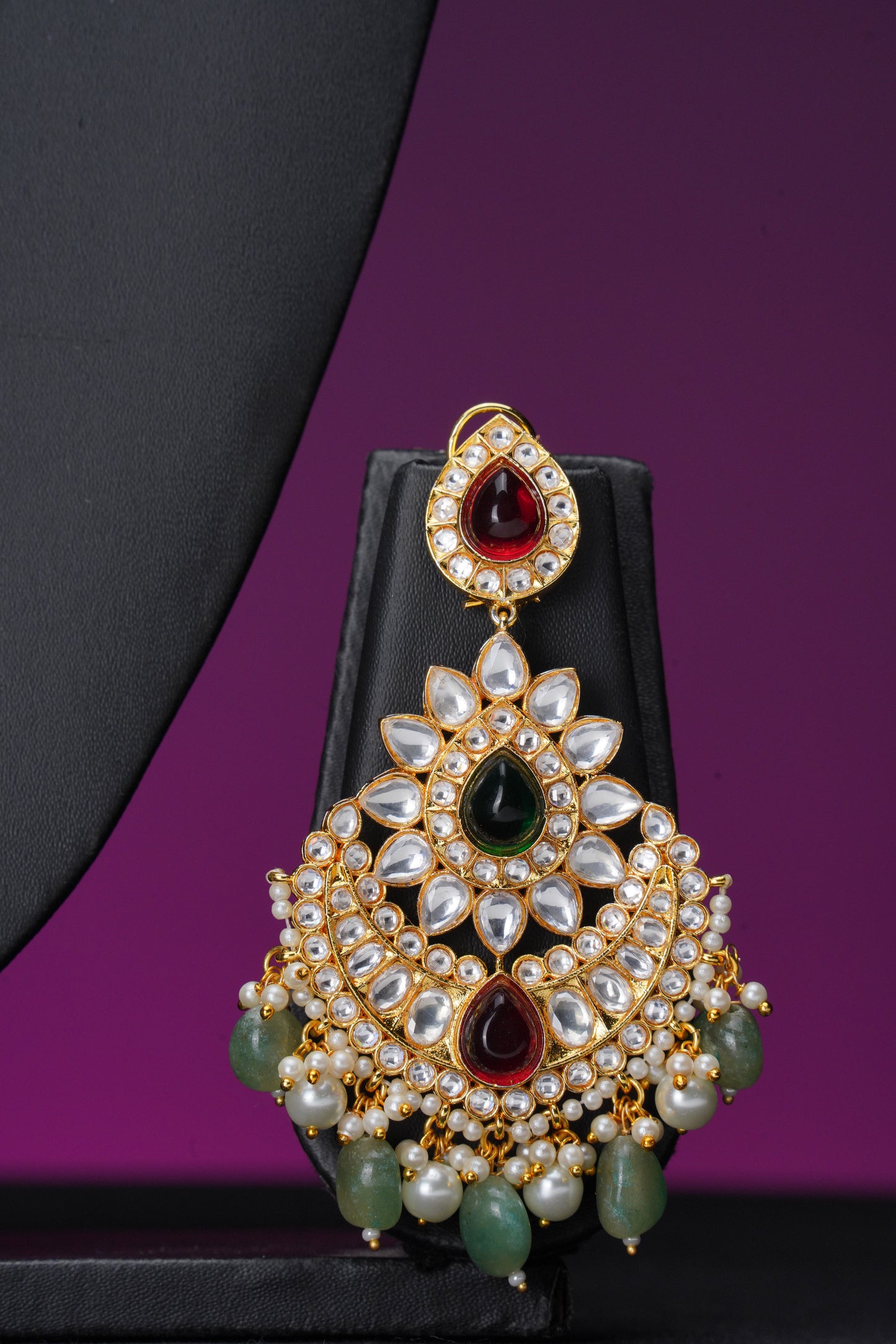 NJCM285 - Jadau Kundan with Fresh water pearl Layered set