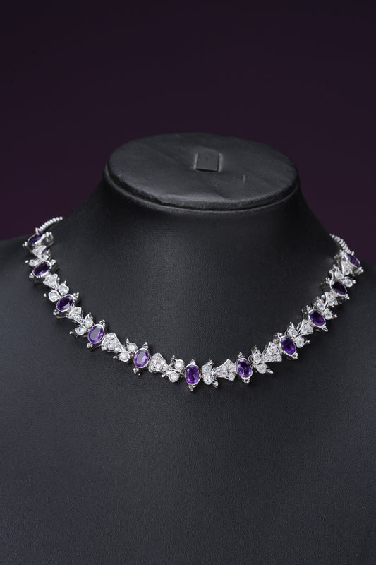 NJN279 - Purple Diamante Necklace