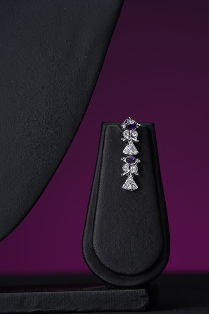 NJNS132 - Purple Diamante Necklace set