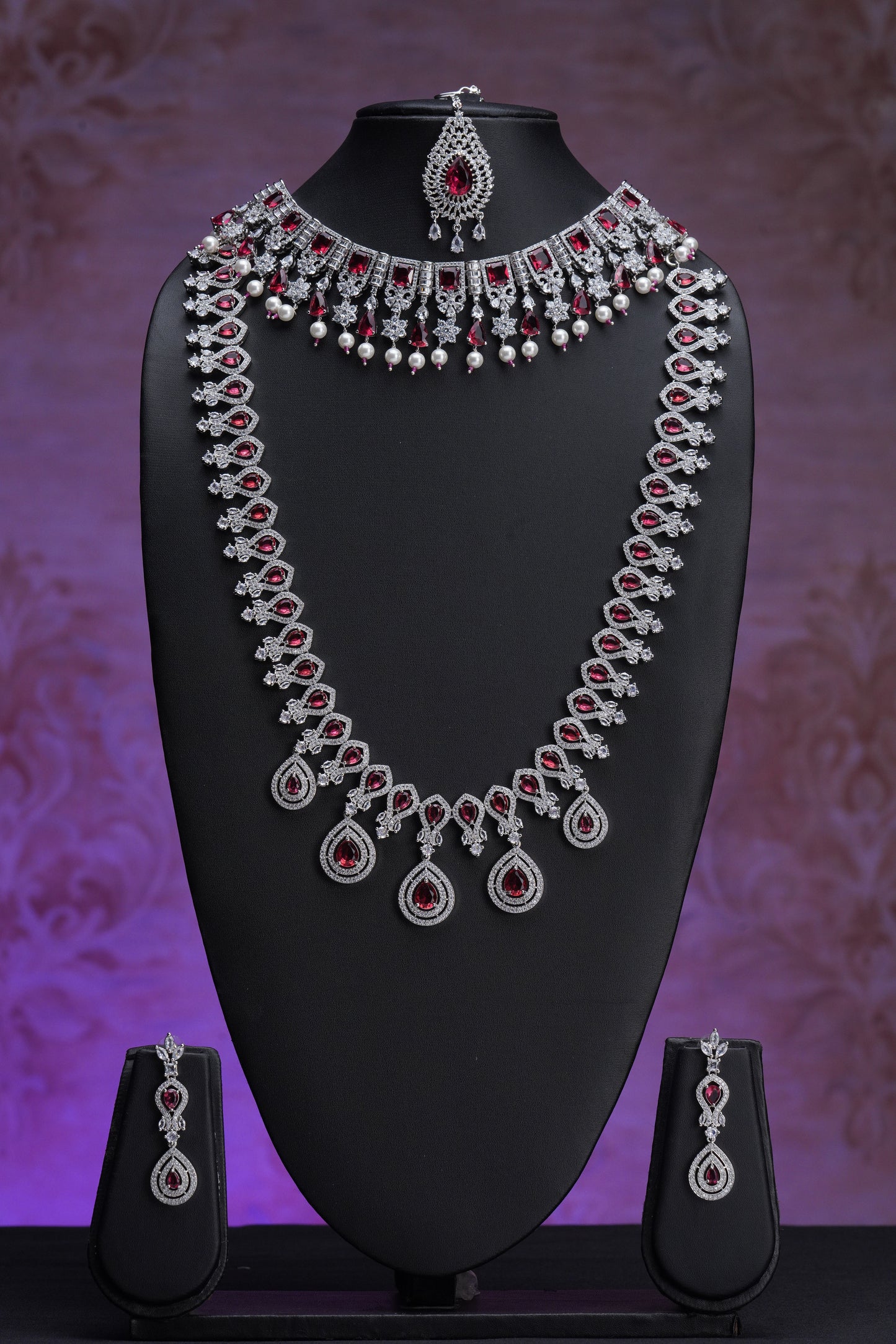 NJCM288 - Royal Cubic Zircon ruby layered set