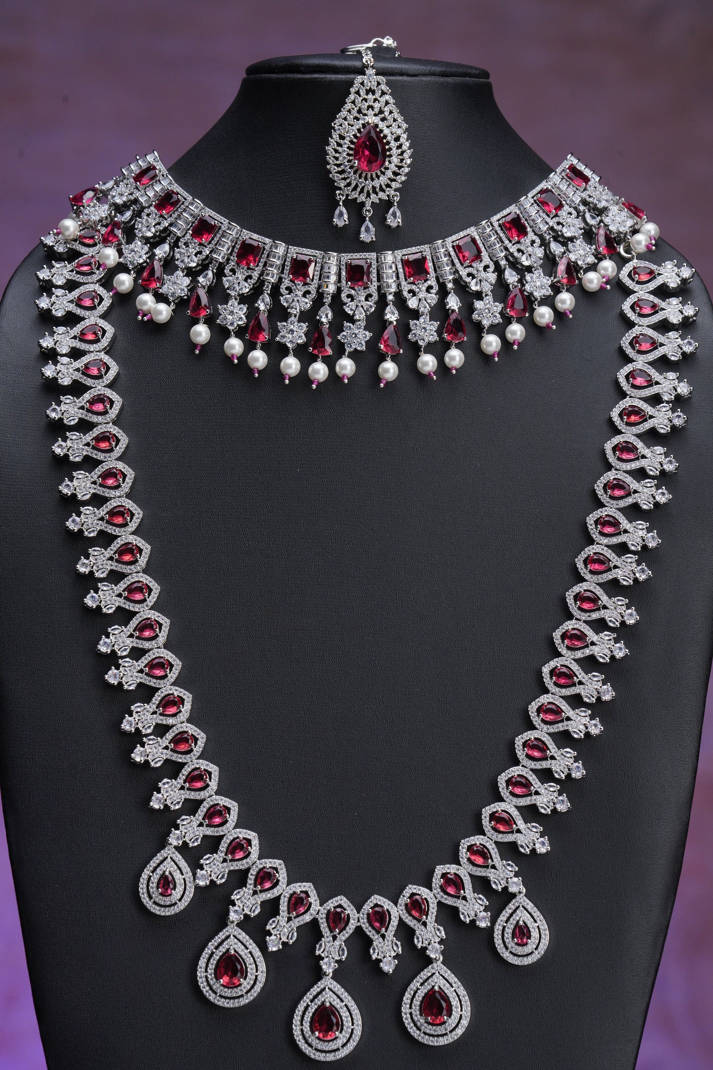 NJCM288 - Royal Cubic Zircon ruby layered set