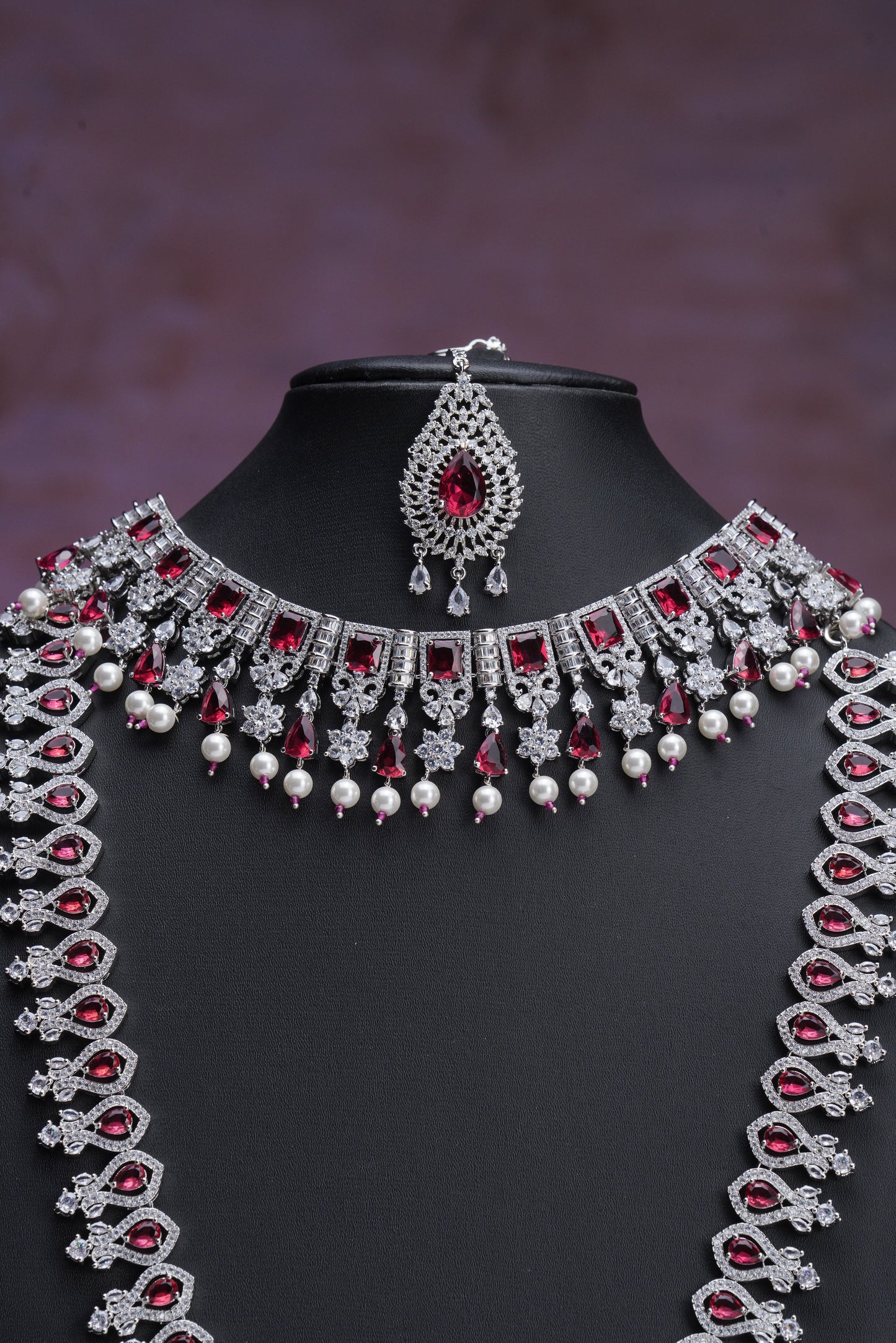 NJCM288 - Royal Cubic Zircon ruby layered set