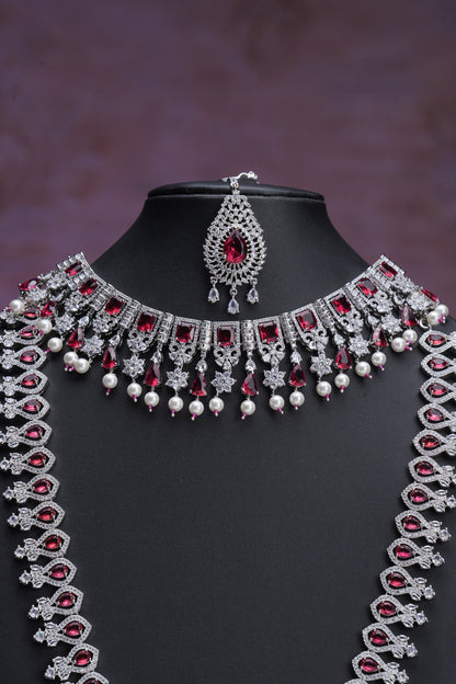 NJCM288 - Royal Cubic Zircon ruby layered set