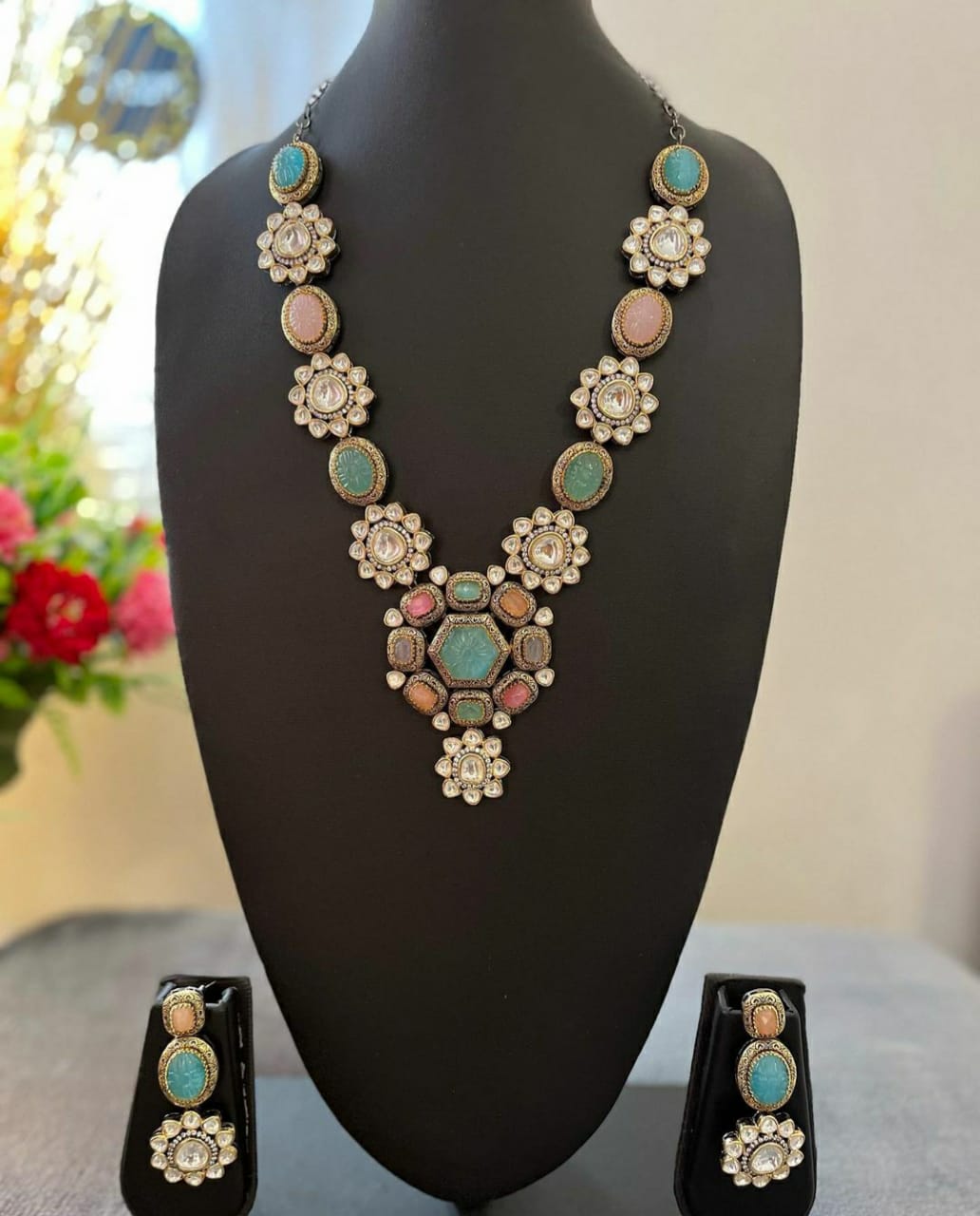 NJNS180 - Kundan pearl Necklace set