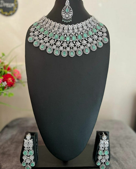 NJNS123 - Cubic Zircon fusion Necklace set