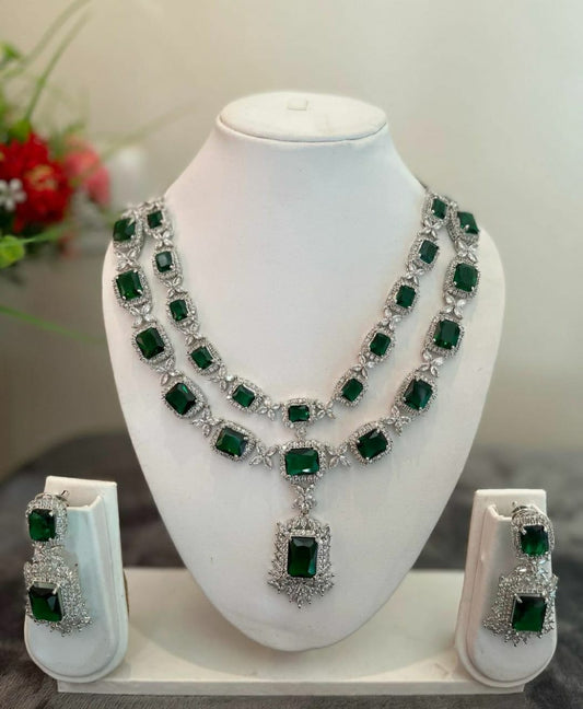 NJNS167 - Emerald Diamante Necklace set