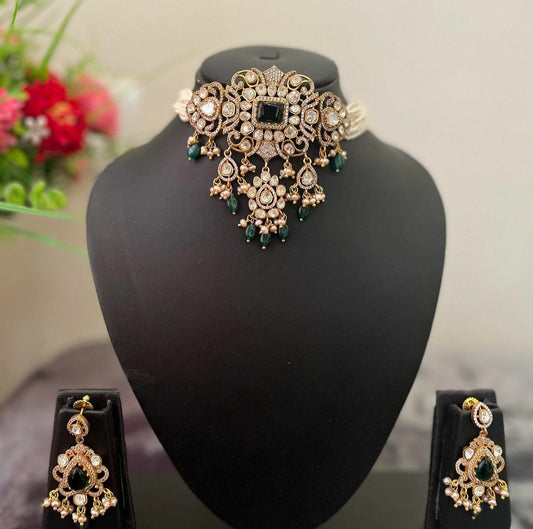 NJCS162 - Handmade Moissanite polki Choker set
