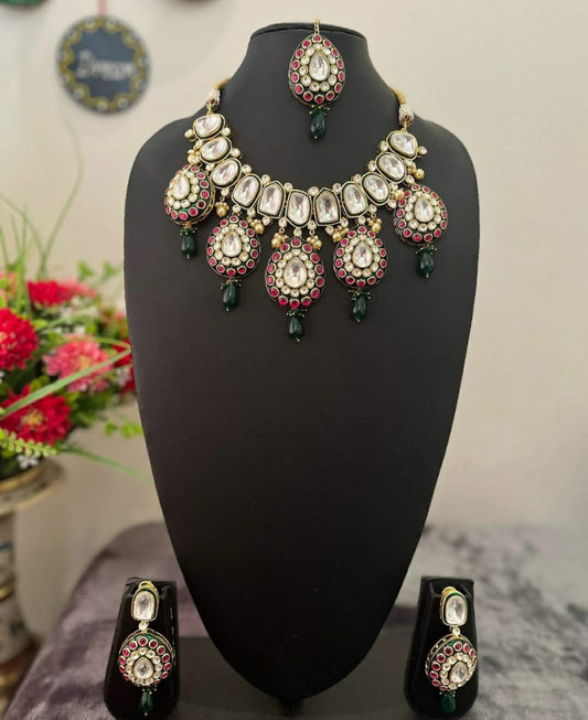 NJNS113 - High quality Polki Necklace set