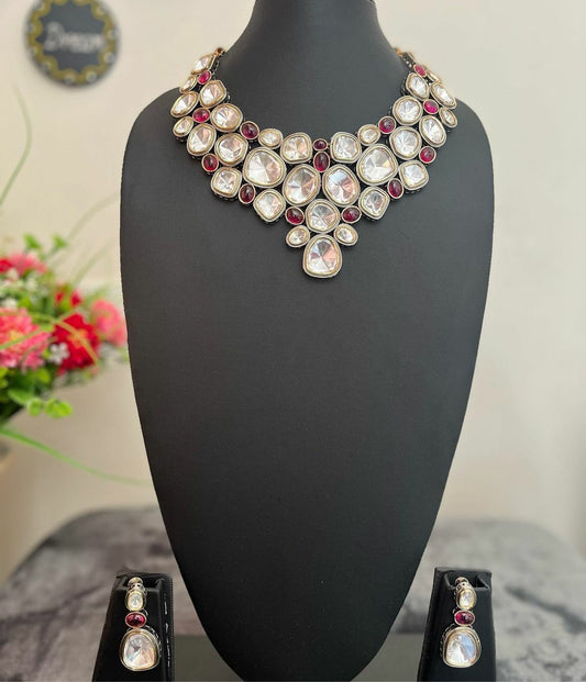 NJNS112 - High quality uncut polki Necklace set
