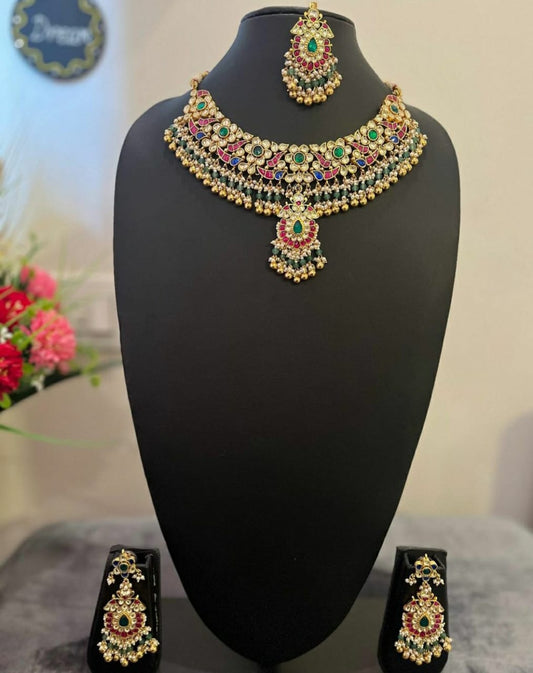 NJNS147 - Handmade Jadau pachi Kundan Necklace set
