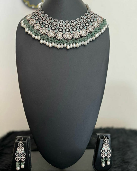 NJNS103 - Moissanite polki designer Necklace set