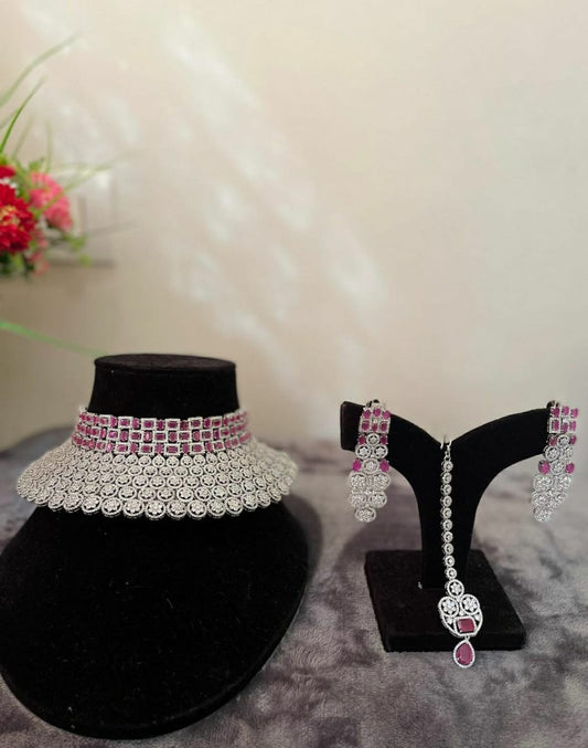 NJCS138 - Spectacular Diamante Choker set